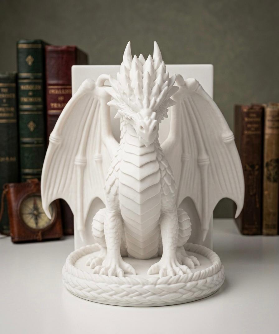 Hüter der Folianten: Drachen Book Nook & Buchstütze – Fantasy Regaldekoration