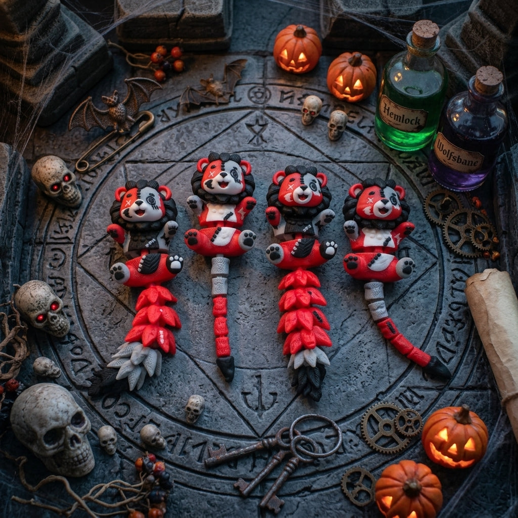 Schlüsselanhänger / Magnet / Ruhestifter "Schlabbi" - Halloween Löwe