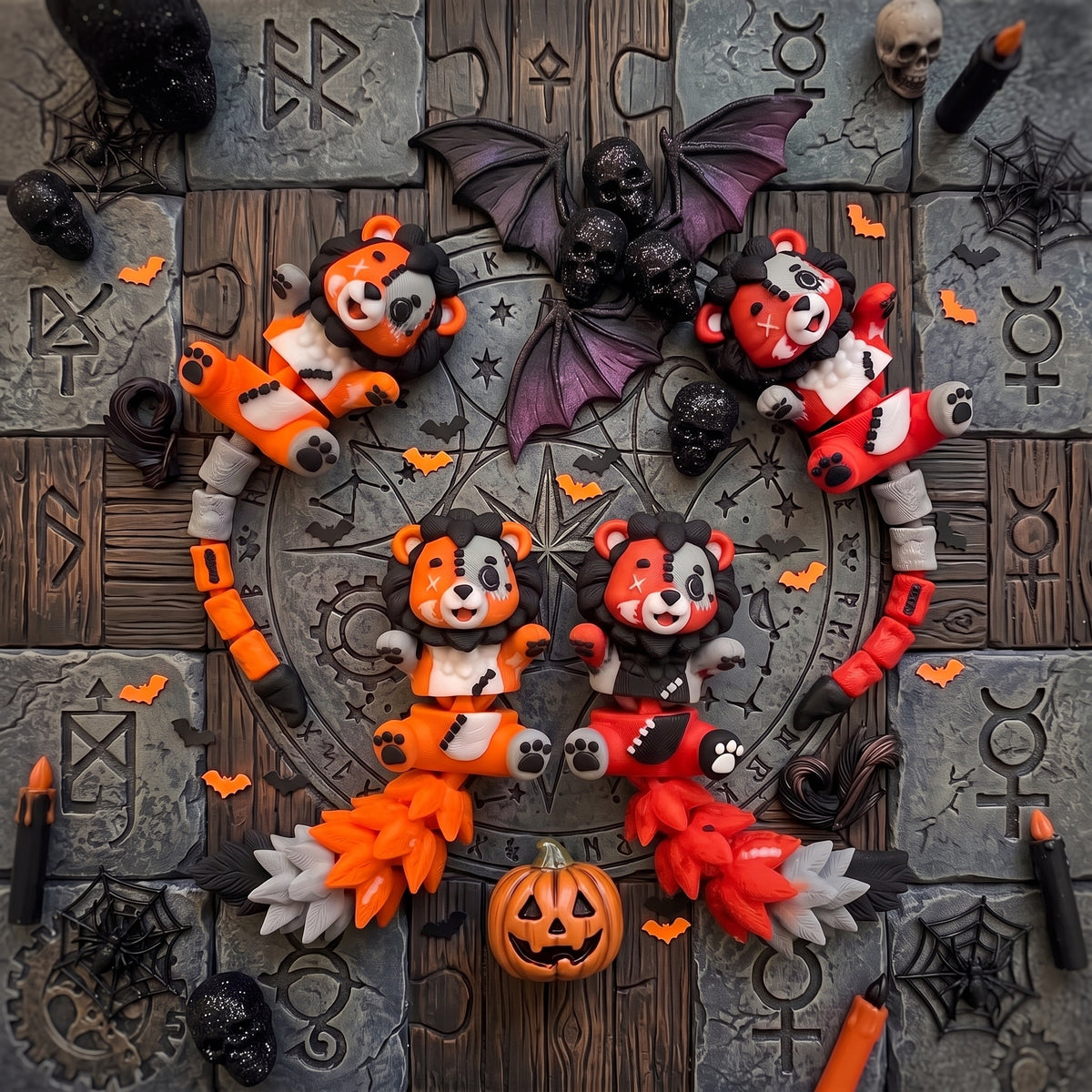 Schlüsselanhänger / Magnet / Ruhestifter "Schlabbi" - Halloween Löwe